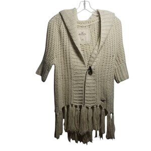 Vtg Hollister Women's Wool Blend Cream Sweater Hippie Western Cardigan Sz XS/S
